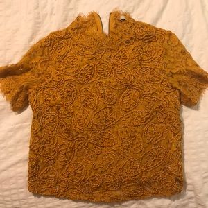 ZARA yellow lace top S